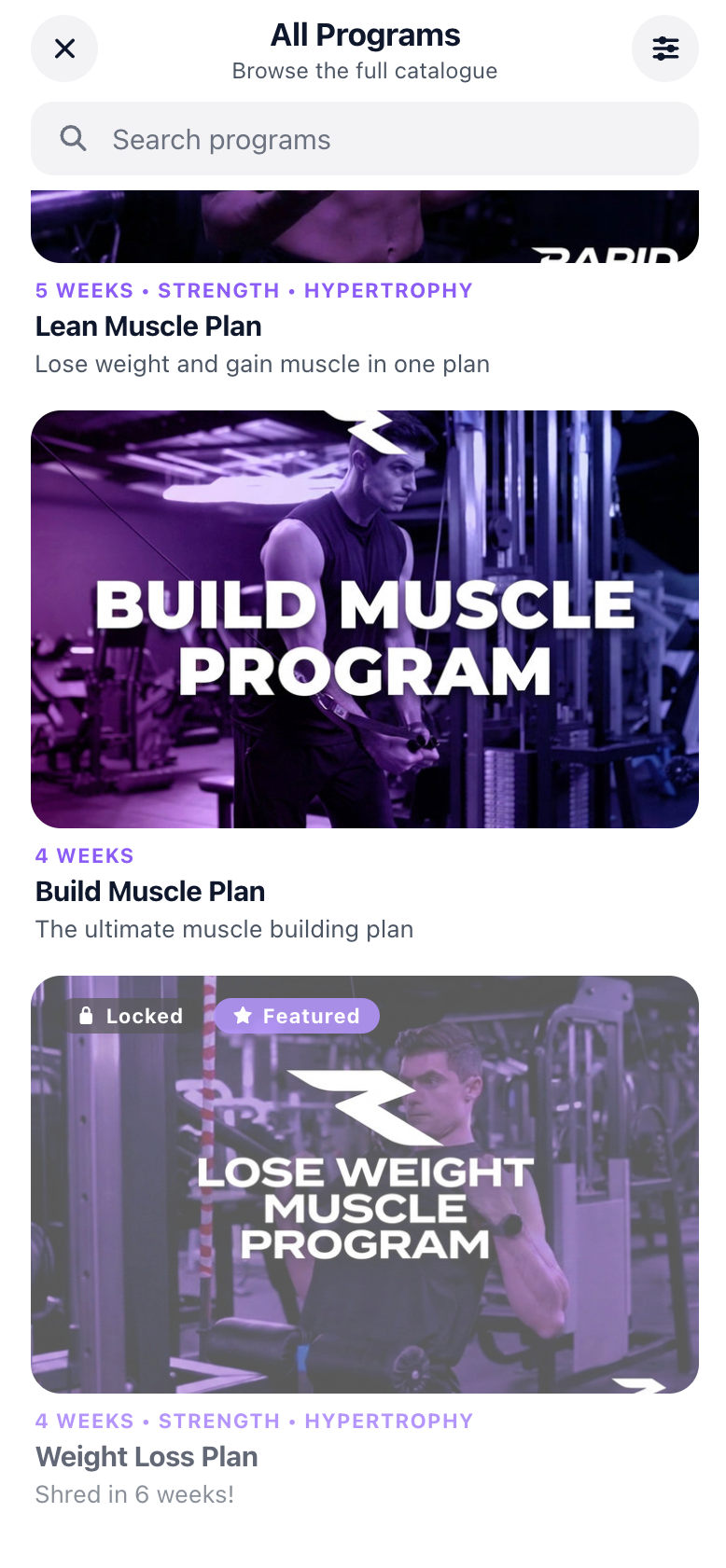 Reps app programme library
